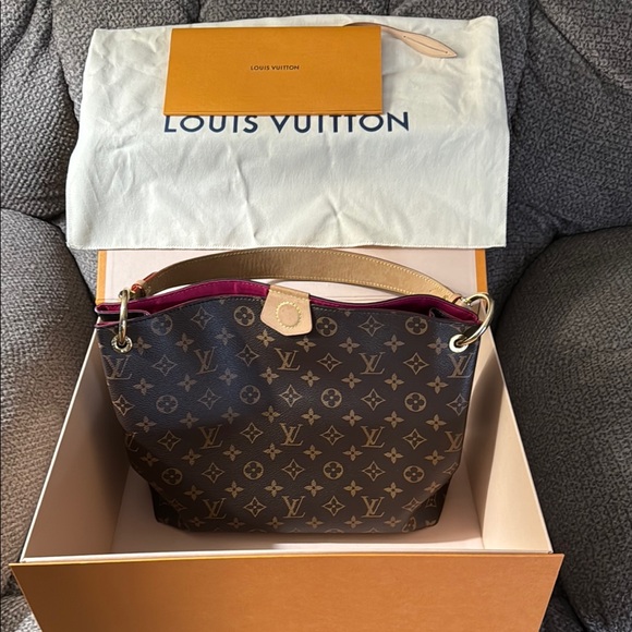 Louis Vuitton Handbags - Louis Vuitton Brown Monogram Shoulder Bag with Gold Hardware